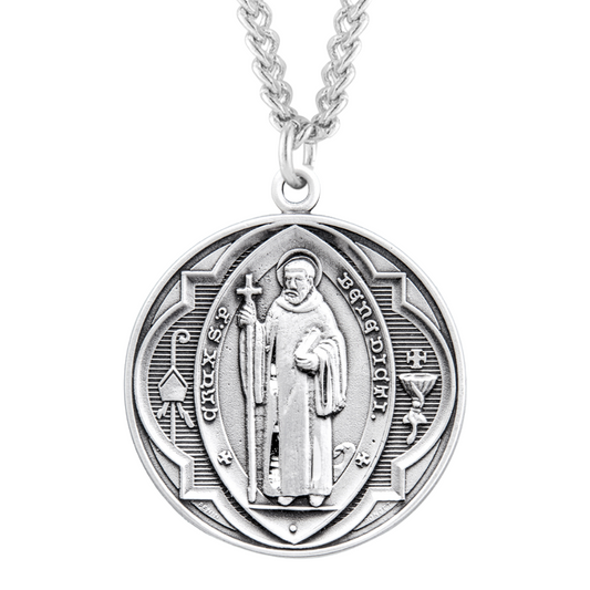 Saint Benedict Round Jubilee Sterling Silver Medal, Catholic Gift, Made in USA