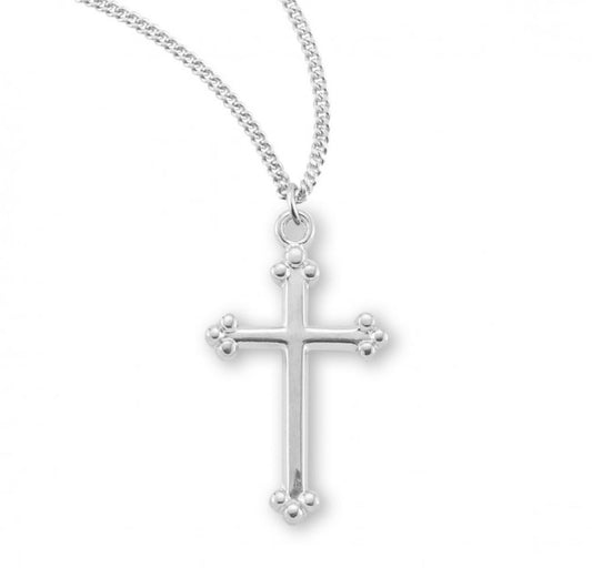 Sterling Silver Small Budded Cross, Catholic Gift, Made in USA