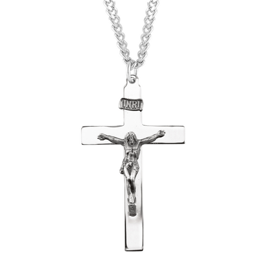Latin Style Sterling Silver Crucifix, Catholic Gift, Made in USA