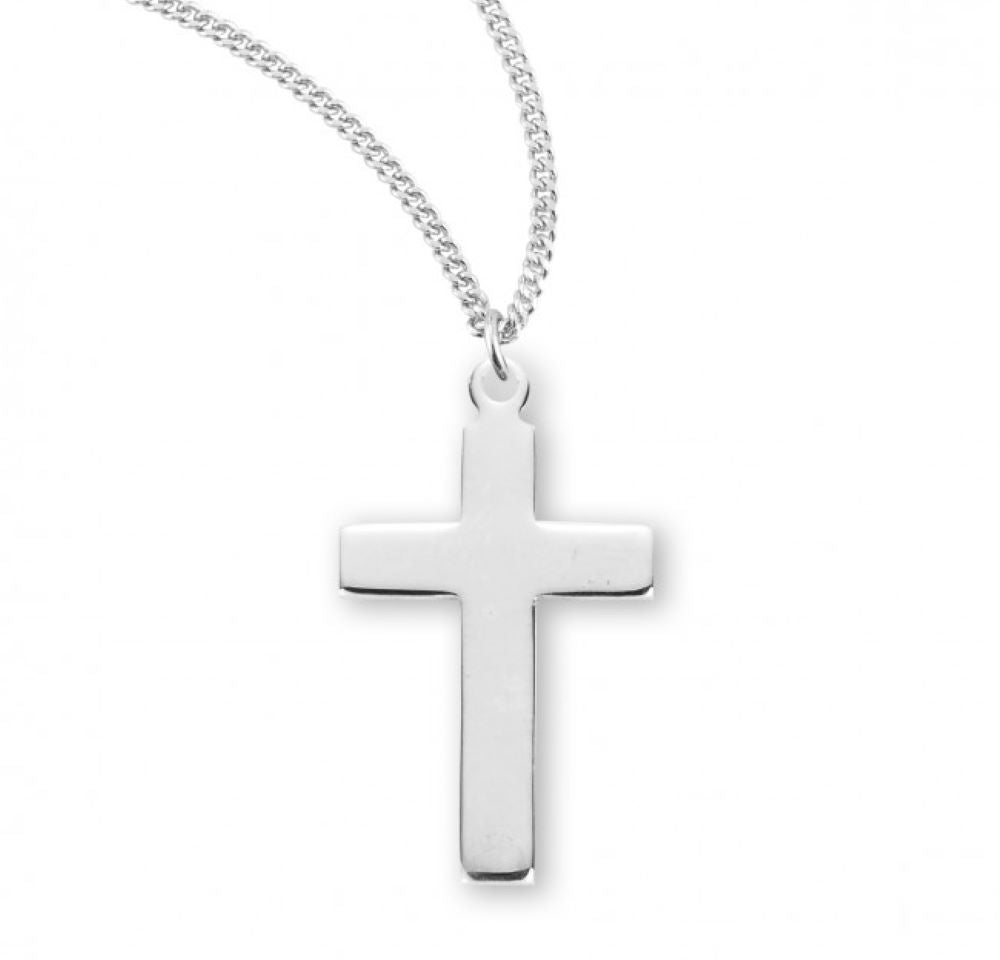 Plain Sterling Silver Cross, Catholic Gift, Made in USA