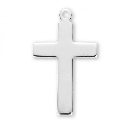 Plain Cross Sterling Silver Pendant Necklace — 18" Chain, Gift Box Included