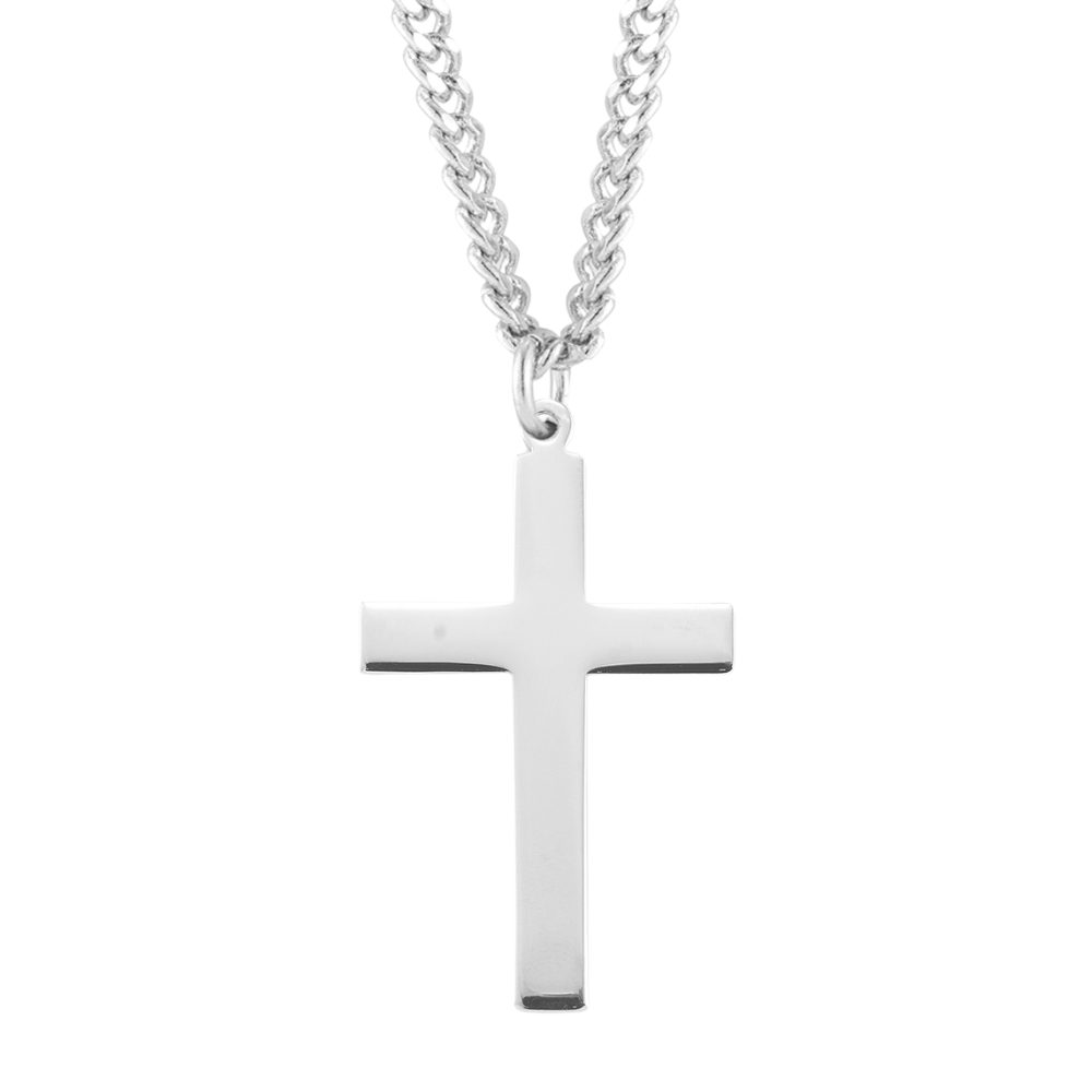 Sterling Silver Plain Cross, Catholic Gift, Made in USA