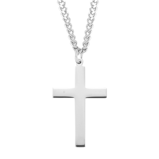 Sterling Silver Plain Cross, Catholic Gift, Made in USA