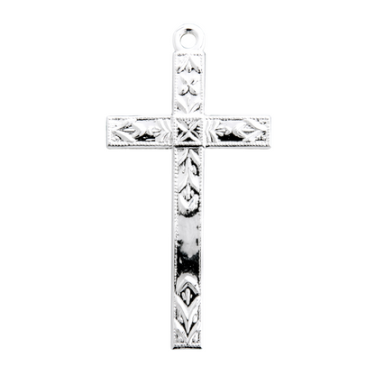 Detailed Cross Sterling Silver Pendant Necklace — 18 Inch Chain, Gift Box