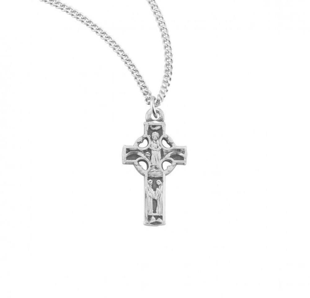 Sterling Silver Irish Celtic cross Pendant, Catholic Gift, Made in USA