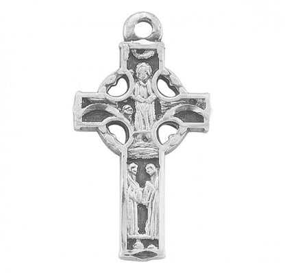 Irish Celtic Cross Sterling Silver Pendant Necklace — 18" Chain, Gift Box
