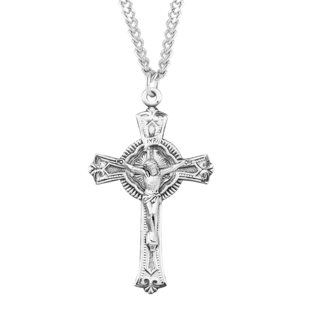 Sterling Silver Fine Detailed Crucifix, Catholic Gift, Made in USA