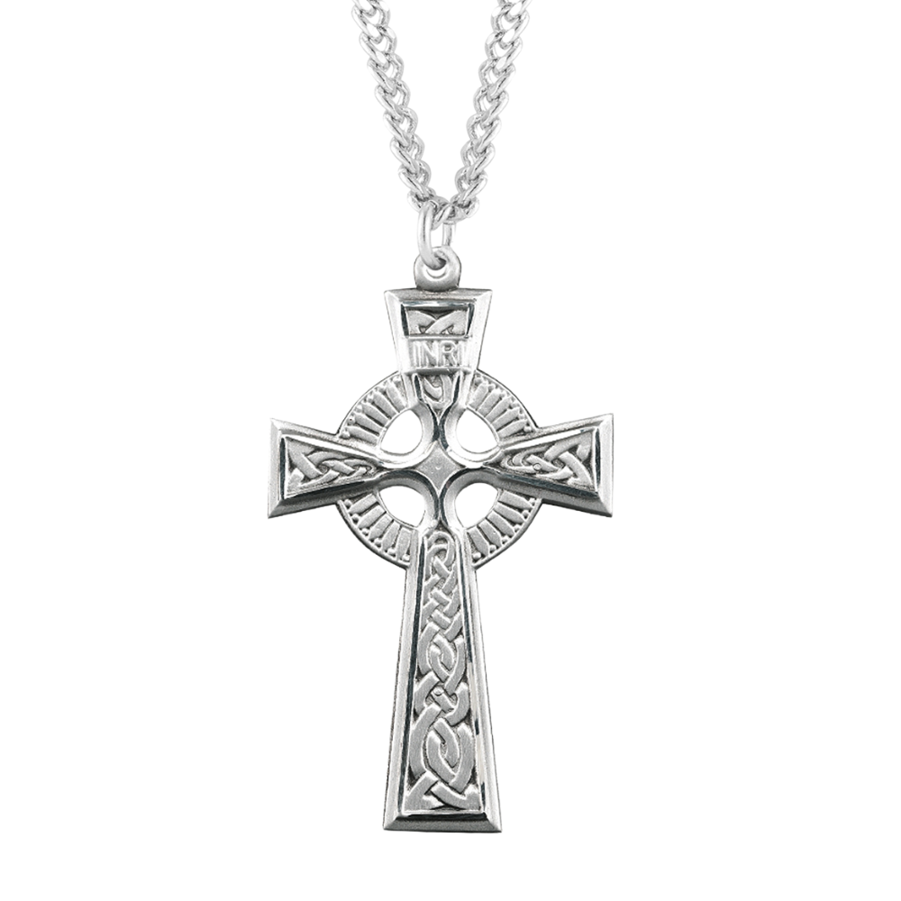 Sterling Silver Irish Celtic cross Pendant, Catholic Gift, Made in USA