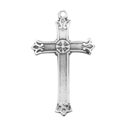 Flared Tip Designed Cross Sterling Silver Pendant Necklace — 18 Inch Chain