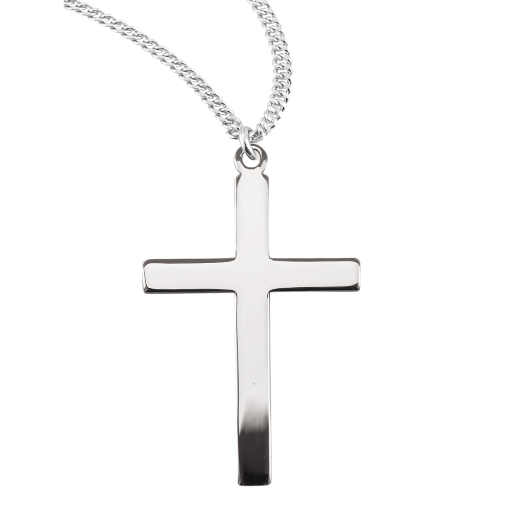 Sterling Silver Plain Cross, Catholic Gift, Made in USA