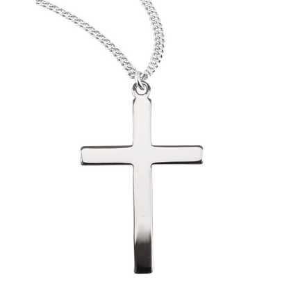 Sterling Silver Plain Cross, Catholic Gift, Made in USA