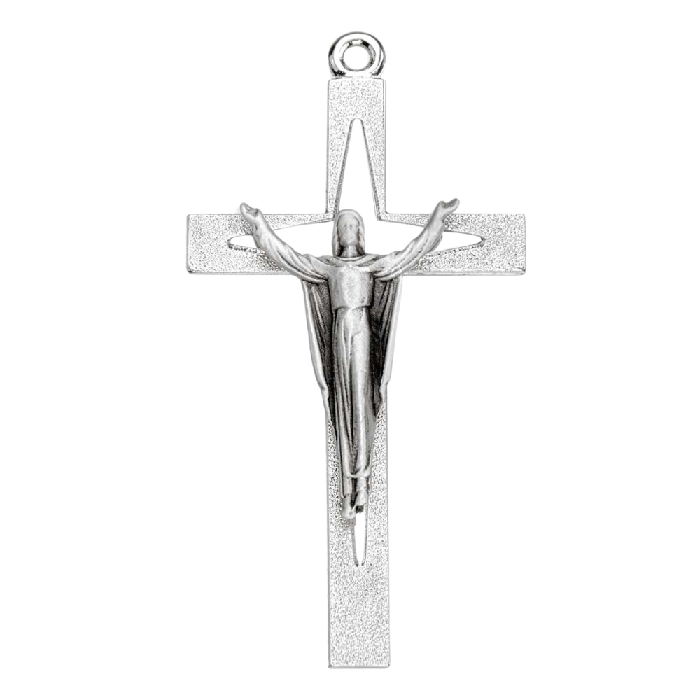 Risen Christ Sterling Silver Crucifix Pendant — 24" Chain, Gift Box Included