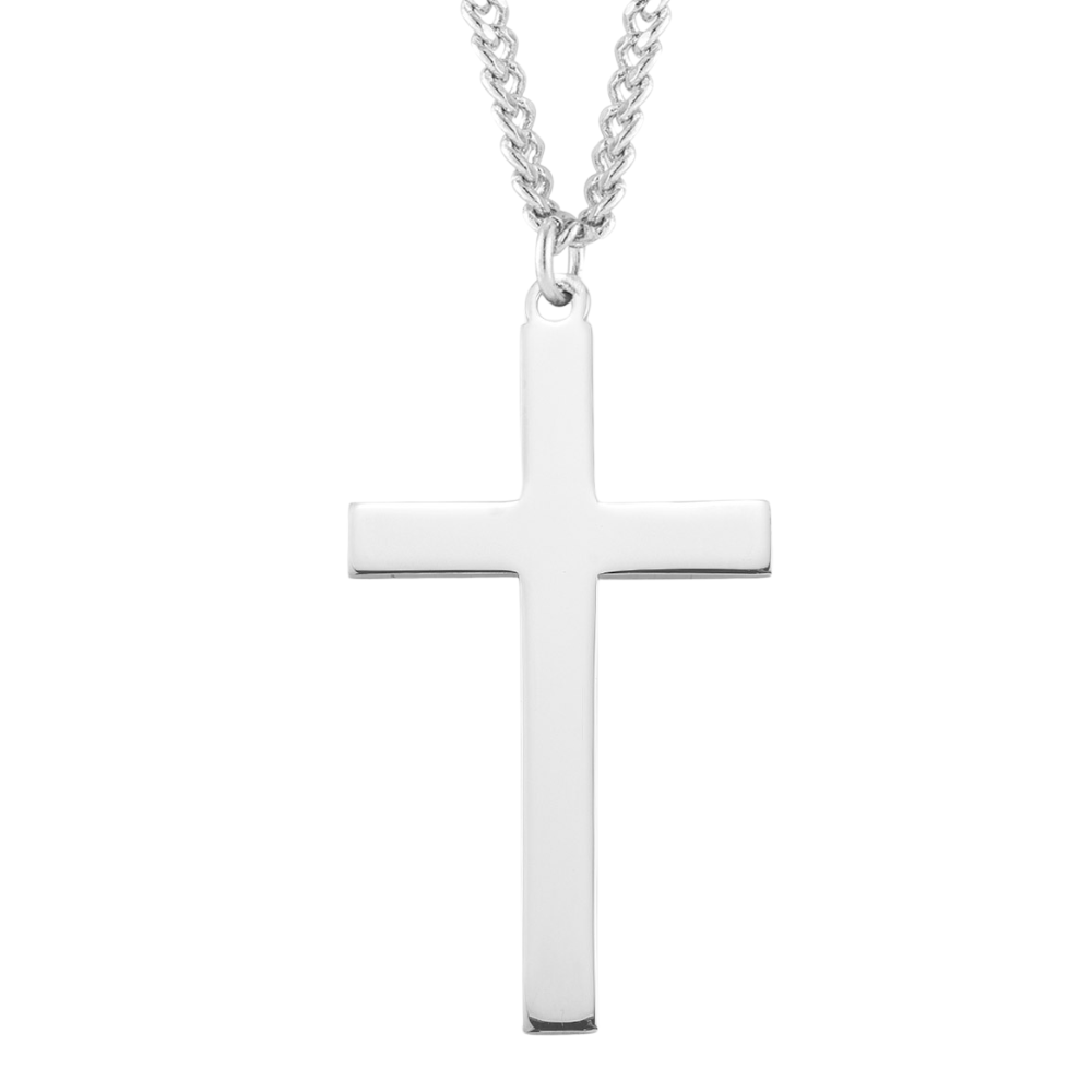 Sterling Silver High Polished Latin Style Cross, Catholic Gift, Made in USA