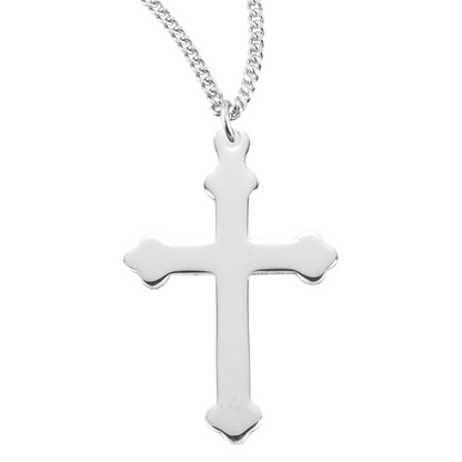 Sterling Silver High Polished Cross, Catholic Gift, Made in USA