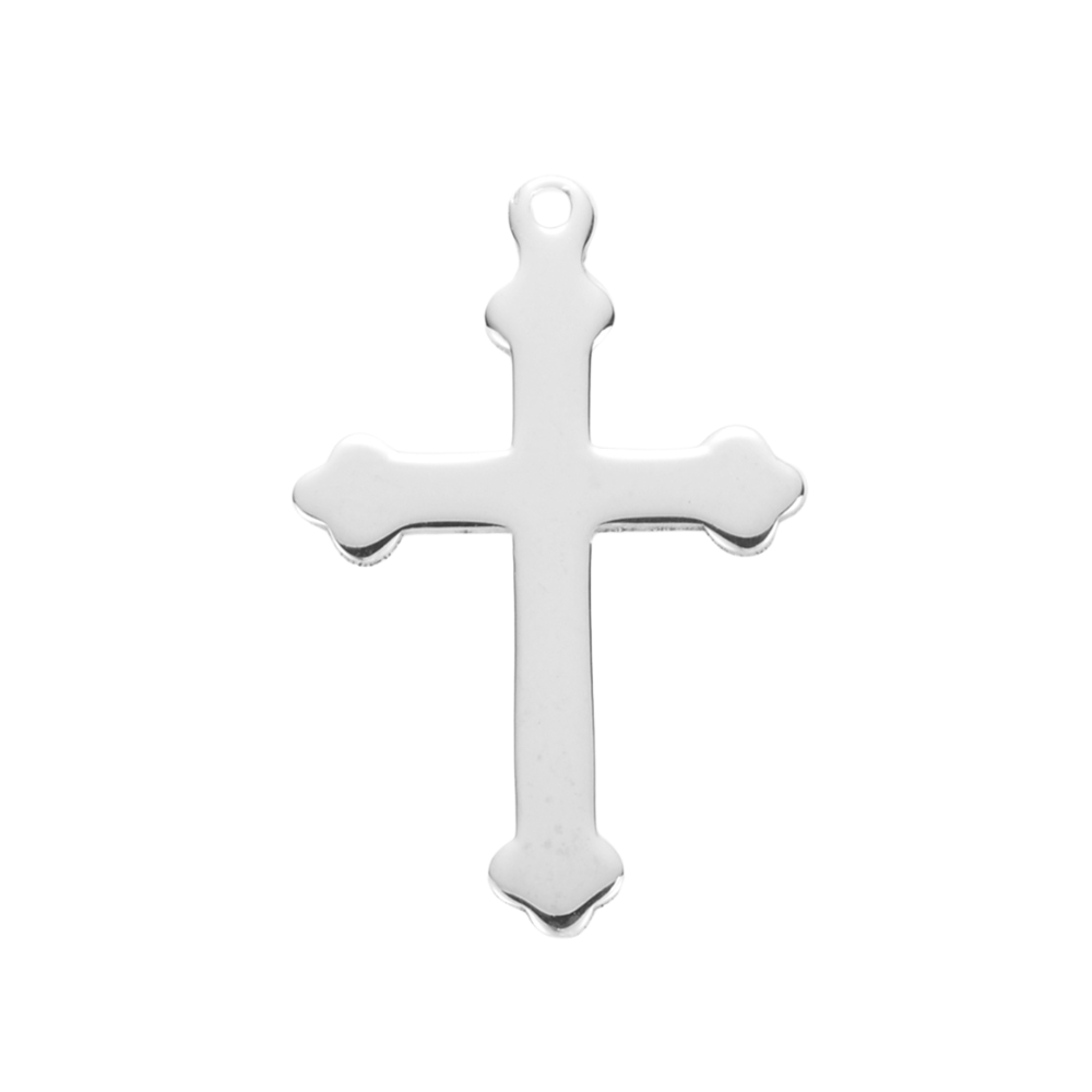 High Polished Cross Sterling Silver Pendant Necklace — 18" Chain, Gift Box