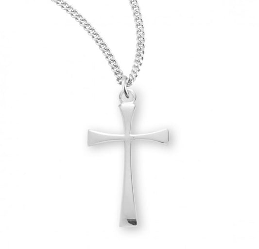 Sterling Silver Tapered End Cross, Catholic Gift, Made in USA