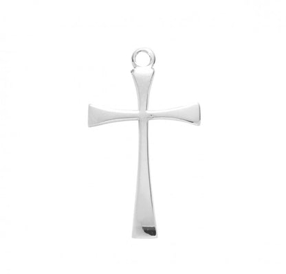 Tapered End Cross Sterling Silver Pendant — 18" Chain, Made in USA, Gift Box
