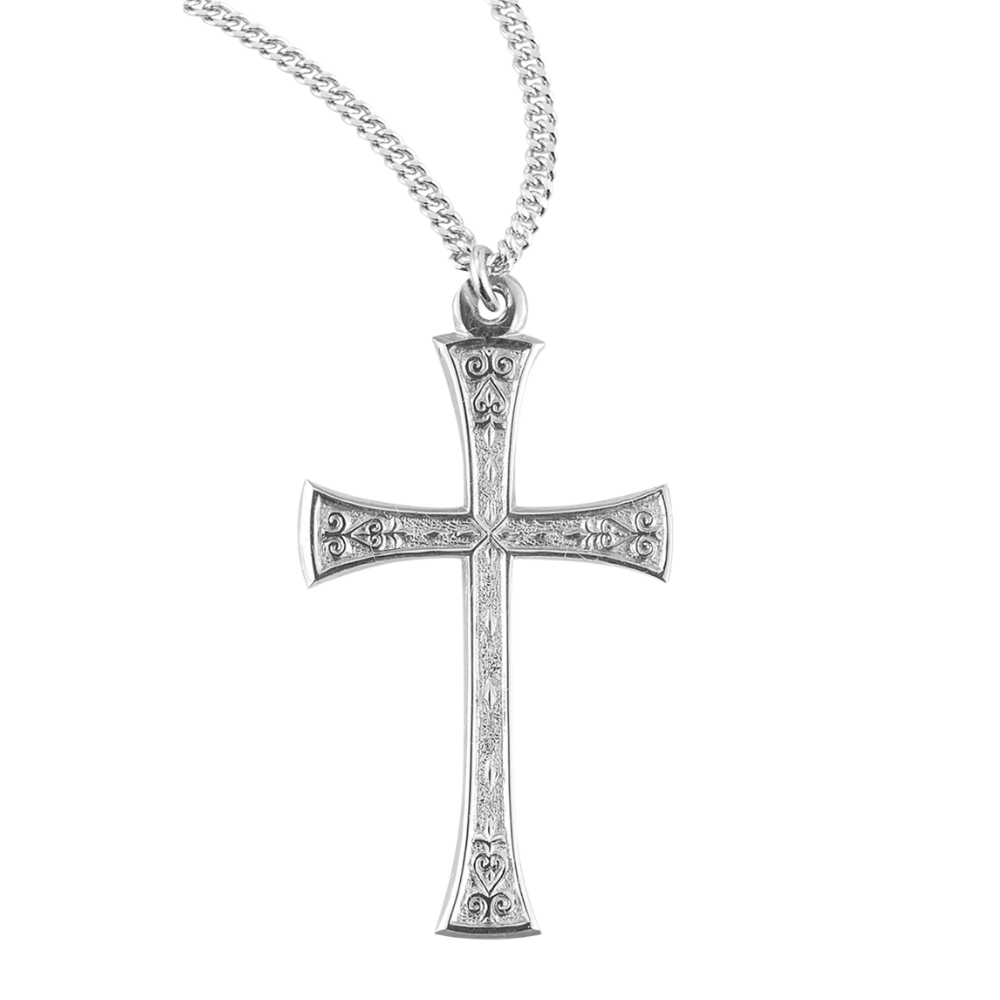 Sterling Silver Detailed Cross, Catholic Gift, Made in USA