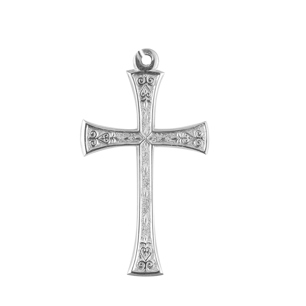 Detailed Cross Sterling Silver Pendant Necklace — 20" Chain, Gift Box Included