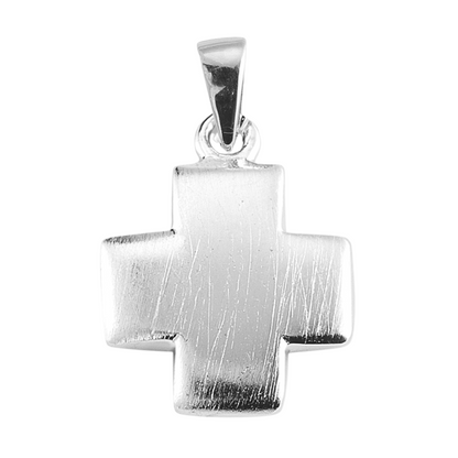 Small Cross Sterling Silver Pendant Necklace — 18" Chain, Made in USA, Gift Box