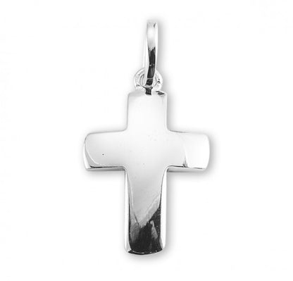 Plain Cross Sterling Silver Pendant Necklace — 18" Chain, Gift Box Included