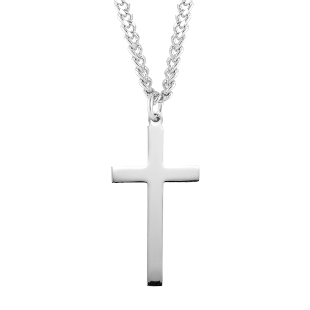 Sterling Silver High Polished Cross, Catholic Gift, Made in USA