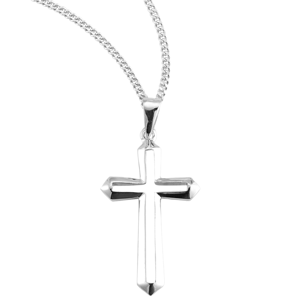 Sterling Silver Cut Out Cross, Catholic Gift, Made in USA