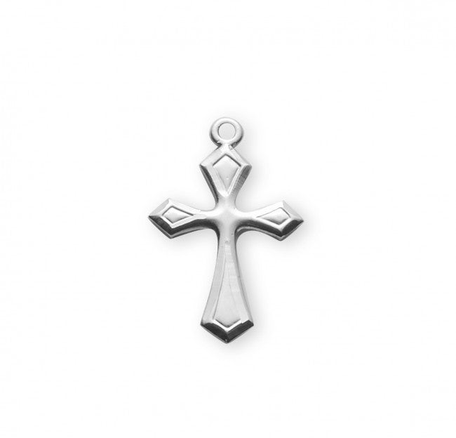 Fancy Cross Sterling Silver Pendant Necklace — 18" Chain, Made in USA, Gift Box