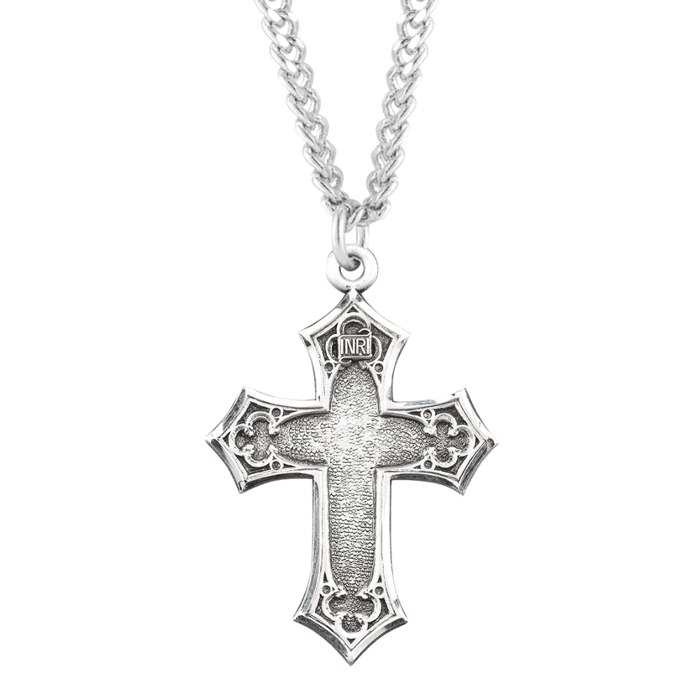 Sterling Silver Gothic Style Cross, Catholic Gift, Made in USA