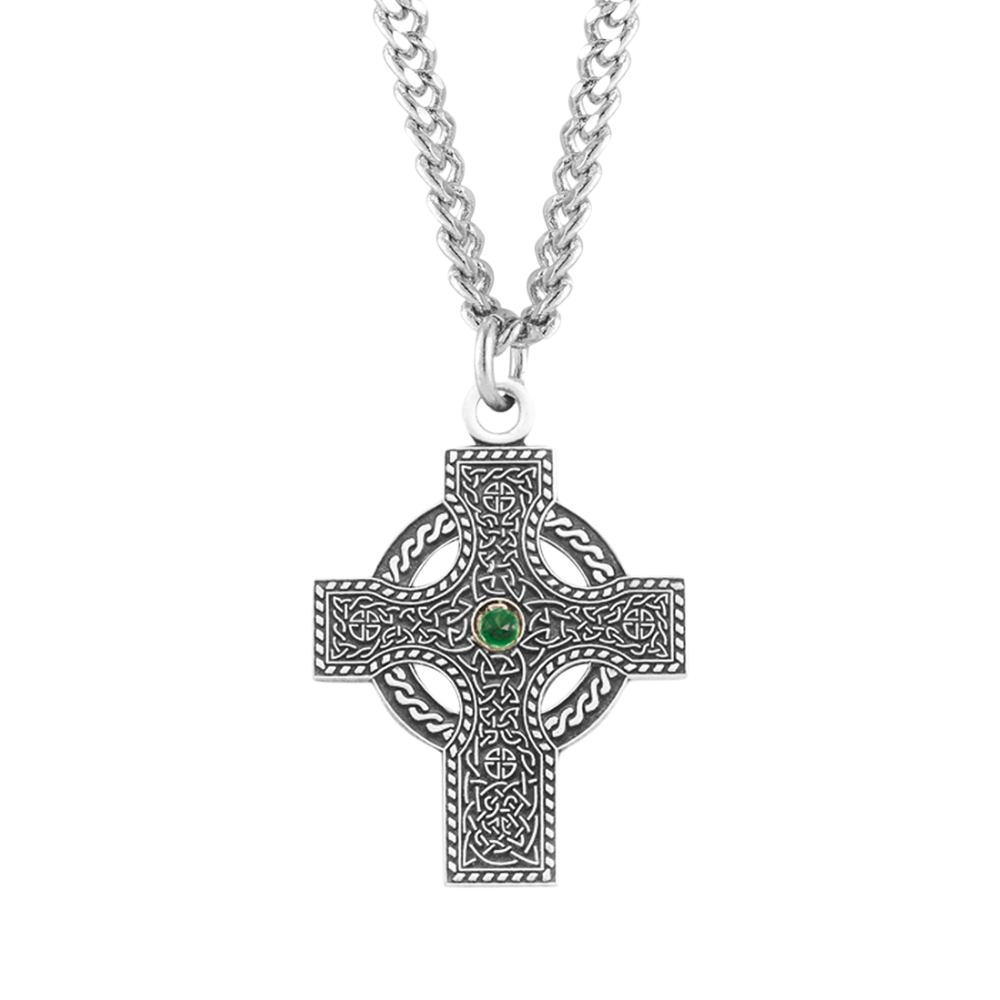 Sterling Silver Irish Celtic cross Pendant, Catholic Gift, Made in USA