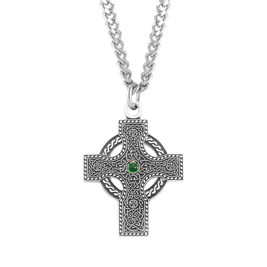 Sterling Silver Irish Celtic cross Pendant, Catholic Gift, Made in USA