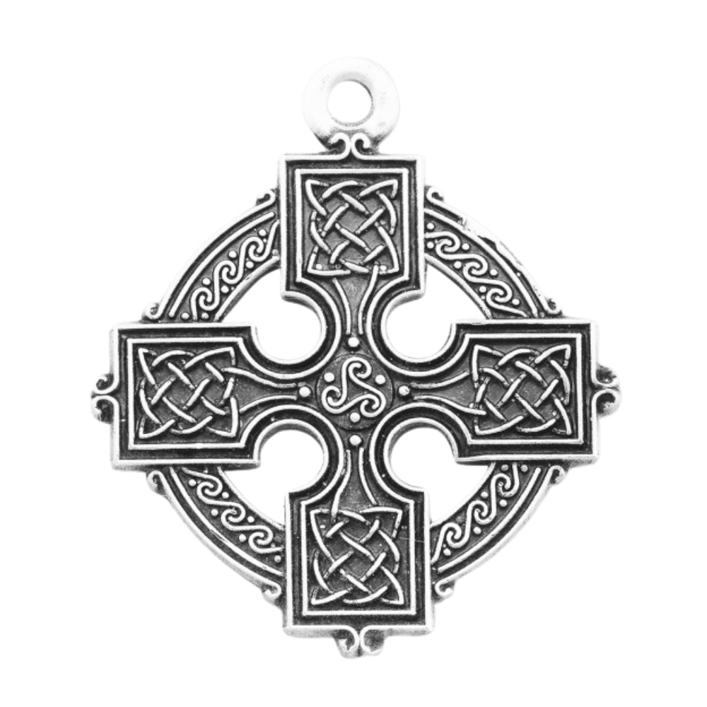 Celtic Cross Sterling Silver Pendant Necklace - 24 Inch Chain, Made in USA
