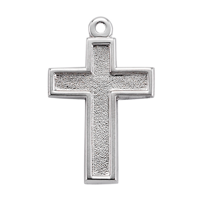 Hammered Cross Sterling Silver Pendant — 20" Chain, Made in USA, Gift Box Included