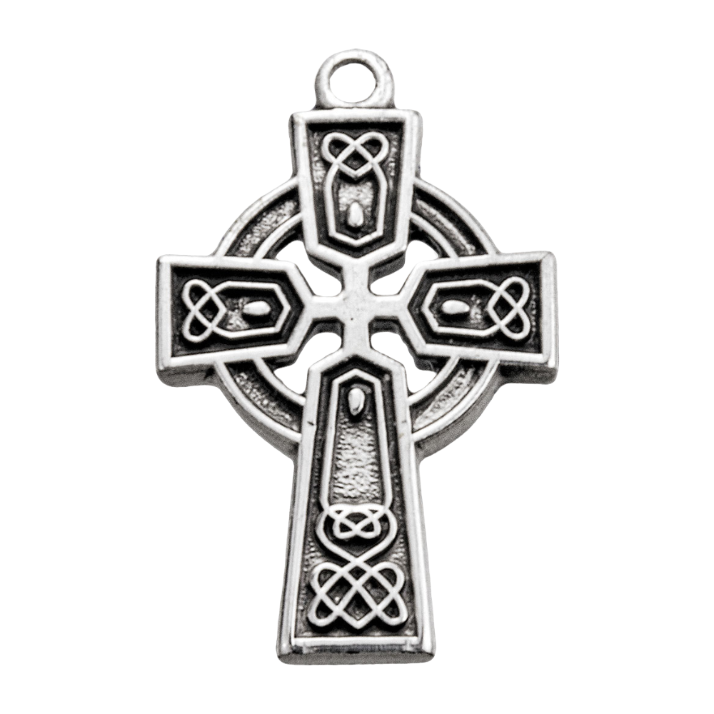 Irish Celtic cross Sterling Silver Pendant Necklace — 18 Inch Chain, Made in USA