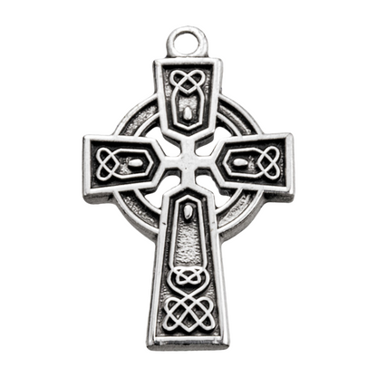 Irish Celtic cross Sterling Silver Pendant Necklace — 18 Inch Chain, Made in USA