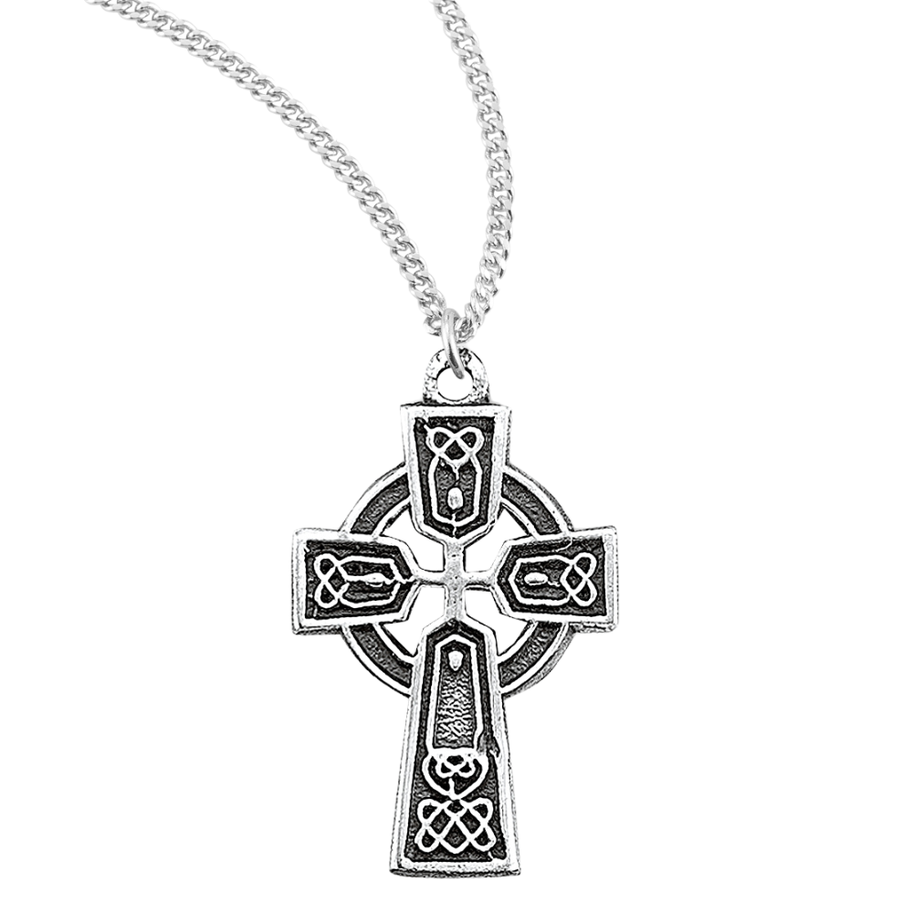 Sterling Silver Irish Celtic cross Pendant, Catholic Gift, Made in USA