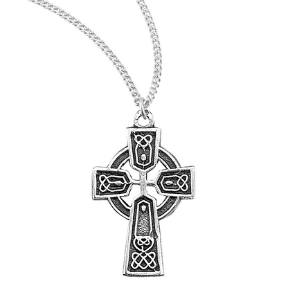Sterling Silver Irish Celtic cross Pendant, Catholic Gift, Made in USA