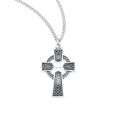Sterling Silver Irish Celtic cross Pendant, Catholic Gift, Made in USA