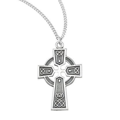 Sterling Silver Irish Celtic cross Pendant, Catholic Gift, Made in USA