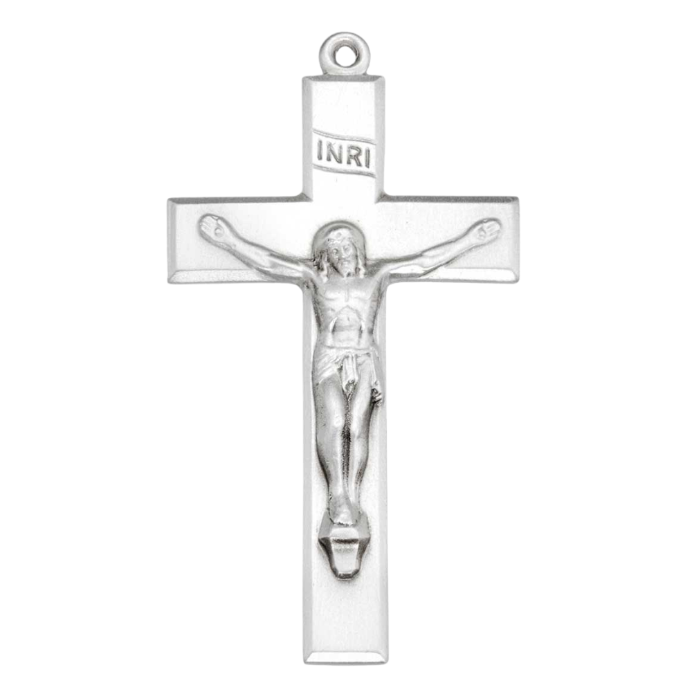 Beveled Edge Crucifix 16kt Gold Over Sterling Silver — 24" Chain, Gift Box