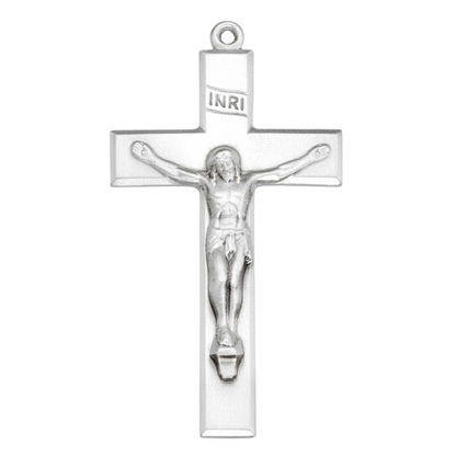 Beveled Edge Crucifix 16kt Gold Over Sterling Silver — 24" Chain, Gift Box