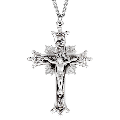 Sunburst Sterling Silver Crucifix, Catholic Gift, Made in USA