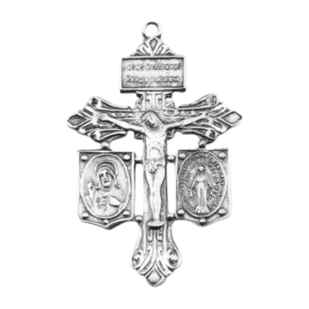 Pardon Crucifix Sterling Silver Combination Medal — 24" Chain, Gift Box Included