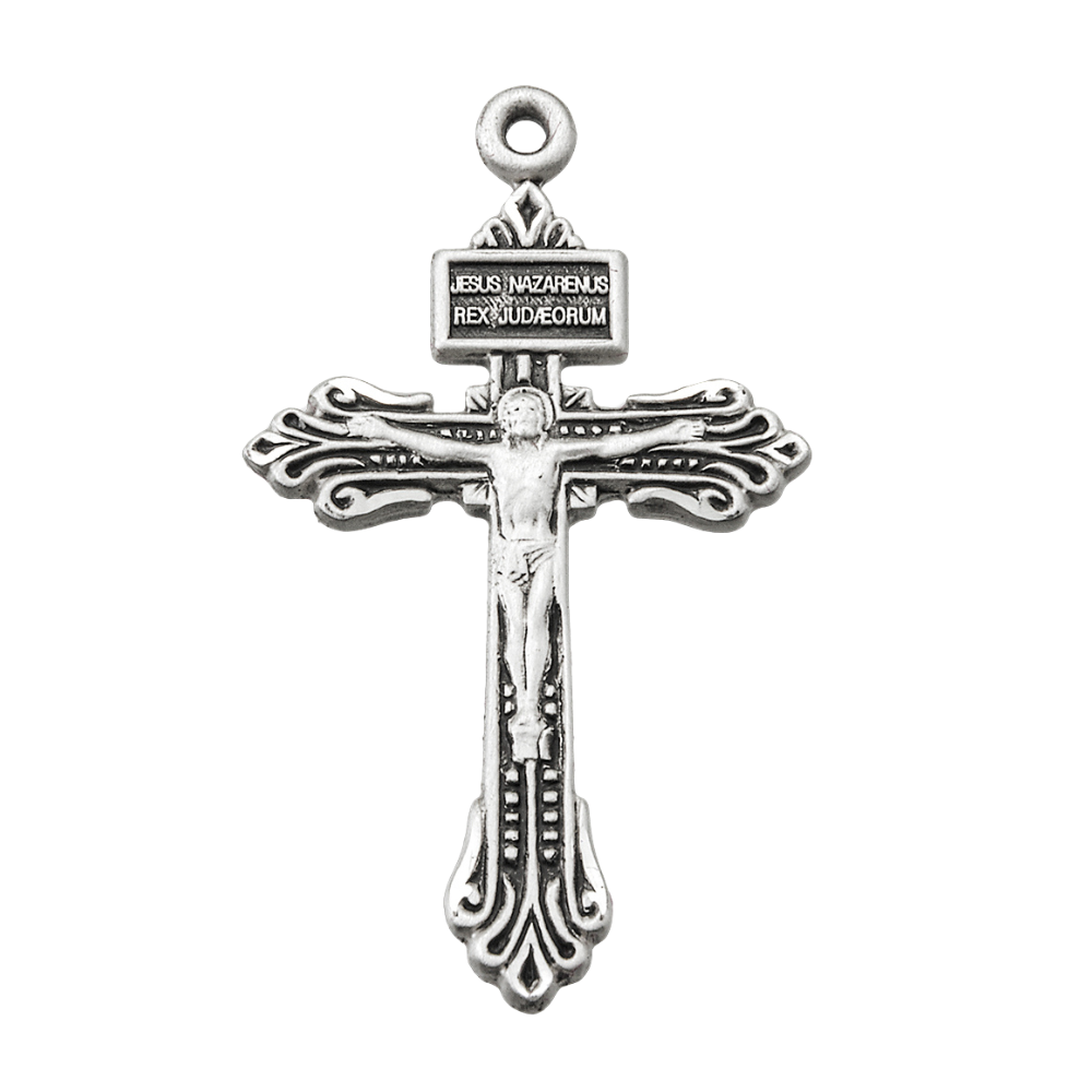 Pardon Crucifix Sterling Silver Pendant — 24" Chain, Gift Box Included