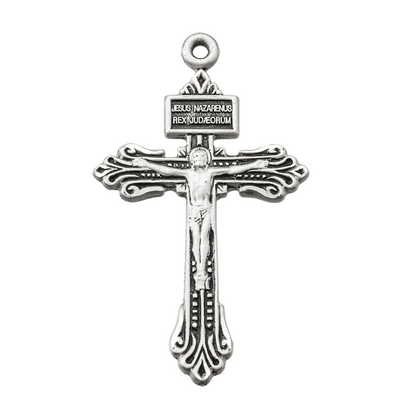 Pardon Crucifix Sterling Silver Pendant — 24" Chain, Gift Box Included