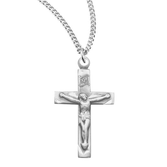 Basic Narrow Sterling Silver Crucifix, Catholic Gift, Made in USA