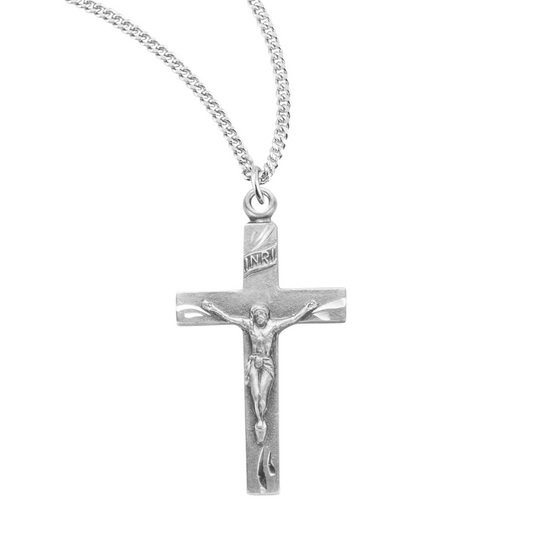 Basic Engraved Sterling Silver Crucifix, Catholic Gift, Made in USA