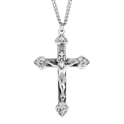 Sterling Silver IHS Crucifix, Catholic Gift, Made in USA