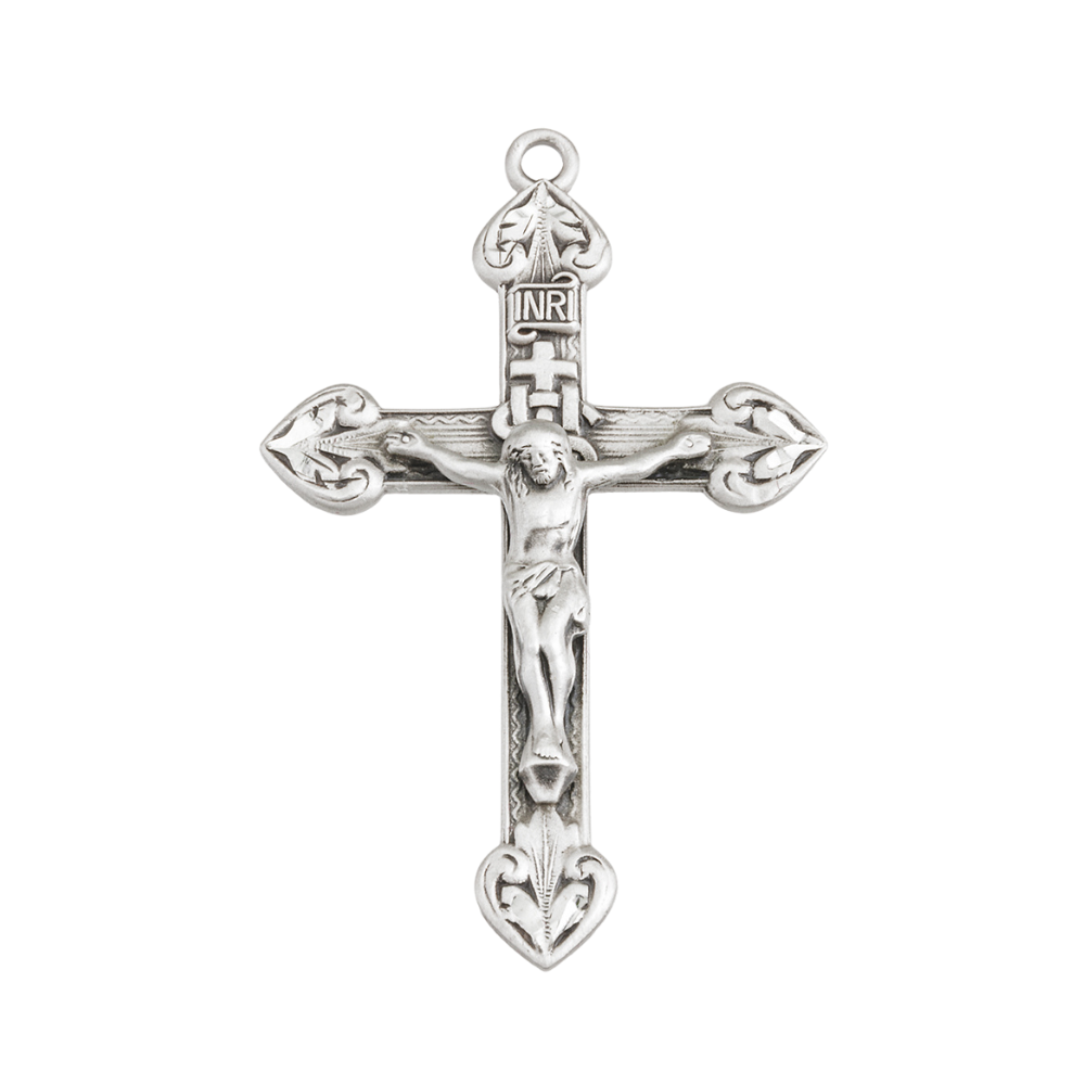 IHS Crucifix Sterling Silver Pendant Necklace — 24" Chain, Gift Box Included