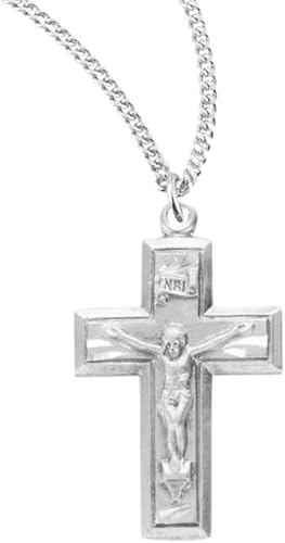 Sterling Silver Wide Crucifix, Catholic Gift, Made in USA
